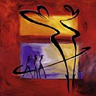 Red Canvas Paintings - Rhumba in Red I